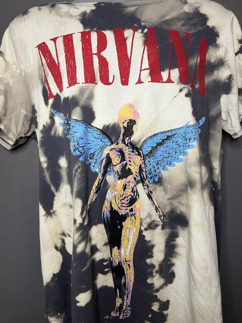 Nirvana Shirt Mens Medium Multicolor Tie Dye Live 93 Angel Graphic Tee Rock